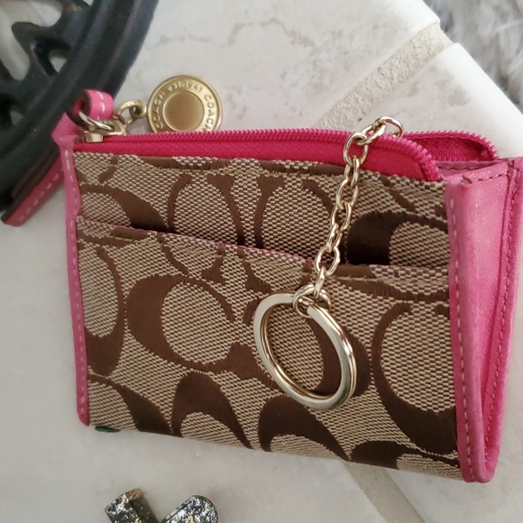 💕 COACH Pink Floral Handbag & Mini Skinny Wallet 💕 - Picture 6 of 17